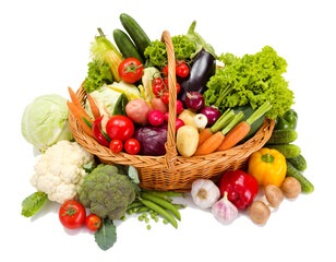 fresh vegetables isolated on white background