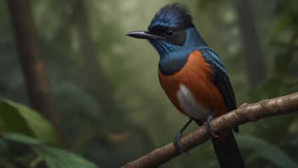 Naklejka premium Colorful Bird Perched in Forest