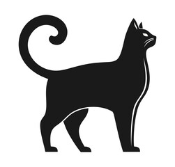 Black silhouette of a standing cat, side view. Vector illustration