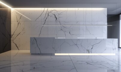 Marble block wall, white interior