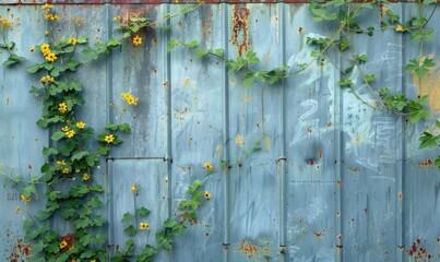 Metal wall with black-eyed Susan vine