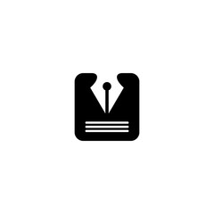 Pen and paper design icons, note design symbols