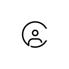 contact person logo, Combination of C shape and person icon