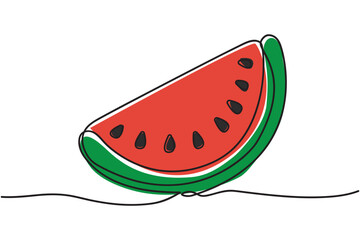 Continuous one line drawing of watermelon. Modern minimalist art. Vector