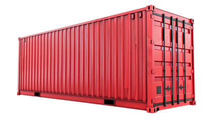 Red shipping container cargo cut out transparent isolated on white background PNG file
