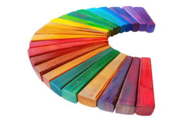 Abstract rainbow color wooden isolated on transparent back ground