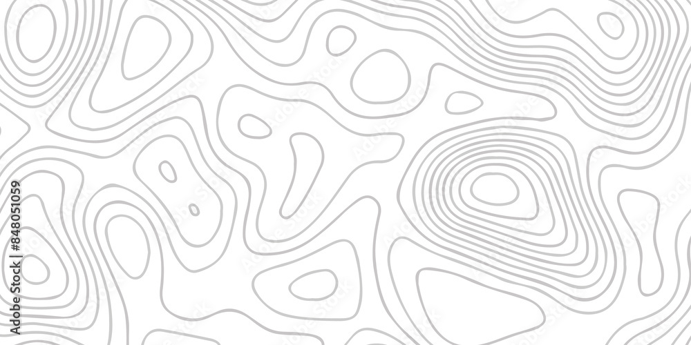 Poster topographic map background geographic line map with seamless ornament design. the black on white con