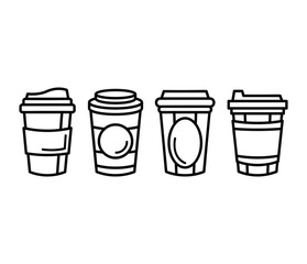 coffee cup icons symbol vector design simple line modern illustration collections sets