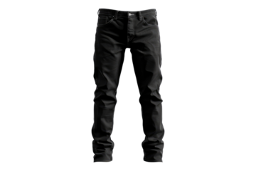 Black jeans trouser isolated on transparent background