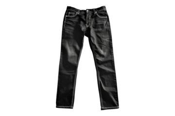 Black jeans trouser isolated on transparent background
