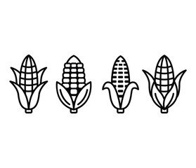 corn icon vector design symbol black white color line illustration collections sets