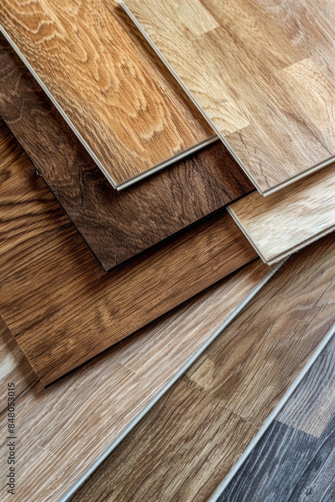 Poster different types of wooden floorings arranged in a row
