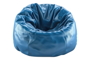 Blue bean bag chair isolated on transparent background