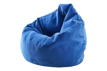 Blue bean bag chair isolated on transparent background