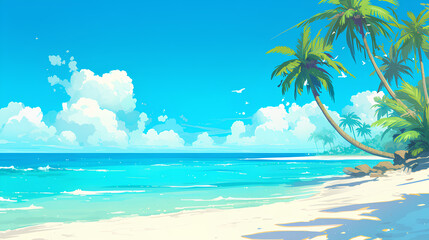 Fototapeta premium beautiful tropical beach banner, Sand and coconut trees