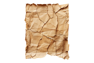 Brown damaged paper isolated on transparent back ground