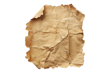 Brown damaged paper isolated on transparent back ground