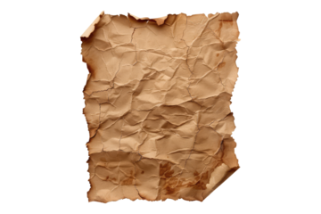 Brown damaged paper isolated on transparent back ground