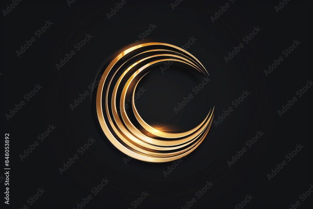 Poster A mathematical design featuring a golden spiral pattern on a black background