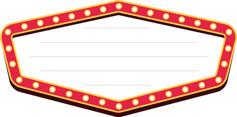 Obraz premium Retro lightbox billboard template, Hexagon banner advertising, promotion and sale signs. Movie theater light frames.