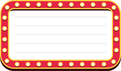 Retro lightbox billboard template, Rectangle banner advertising, promotion and sale signs. Movie theater light frames.