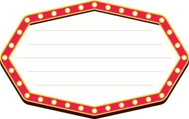 Retro lightbox billboard template, Octagon banner advertising, promotion and sale signs. Movie theater light frames.