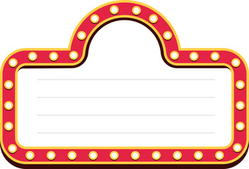 Retro lightbox billboard template, banner advertising, promotion and sale signs. Movie theater light frames.