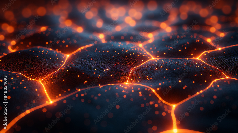 Poster digital data and network communication on a dark background.