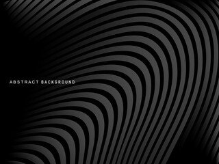 Abstract futuristic dark black background with wave design. Realistic 3d wallpaper with luxurious flowing lines. Perfect background for posters, websites, brochures, banners, applications, etc.