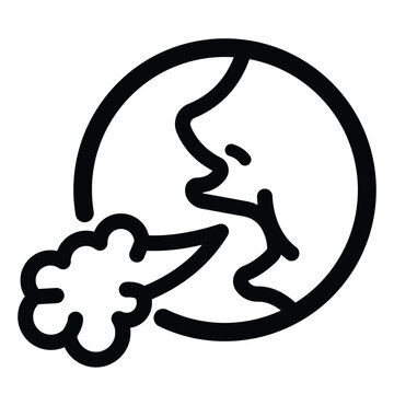 recommend clip art: Burp or sign icon illustration with black outline isolated on square white background. Simple flat cartoon art styled exhale mouth breathing drawing.