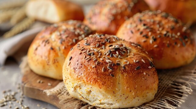 Baked rolls made from corn flour and sunflower seeds