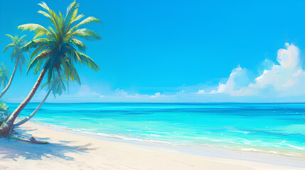 Fototapeta premium beautiful tropical beach banner, Sand and coconut trees