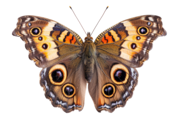 Common buckeye butterfly isolated on transparent background