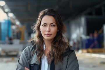 Fototapeta premium Beautiful female engineer, white skin. 