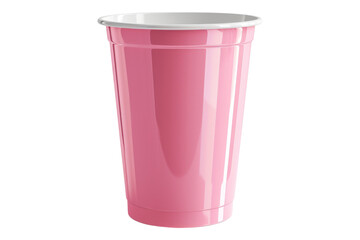 Empty pink disposable cup isolated on transparent background