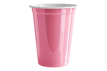 Empty pink disposable cup isolated on transparent background