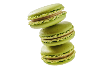 Green macrons isolated on transparent background