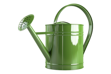 Green watering can isolated on transparent background
