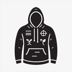 A sleek and fashionable hoodie vector silhouette with a white background.