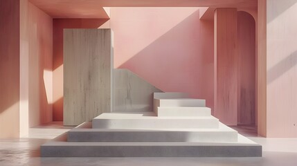 Obraz premium Stunning minimalist geometric abstraction featuring clean lines,muted tones,and a balanced architectural composition. The refined.