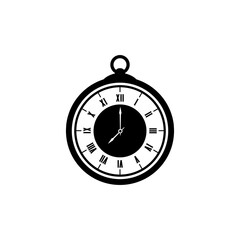 vector small black clock on white background