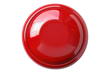 Red button isolated on transparent background