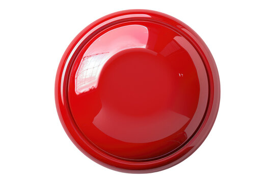 Red button isolated on transparent background