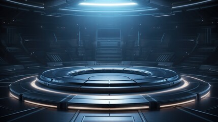 Fototapeta premium Futuristic empty stage. Modern Future background Podium for show your product.