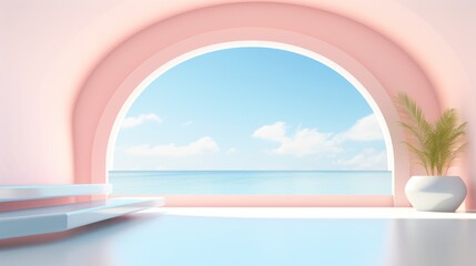 Fototapeta premium Futuristic modern empty room 