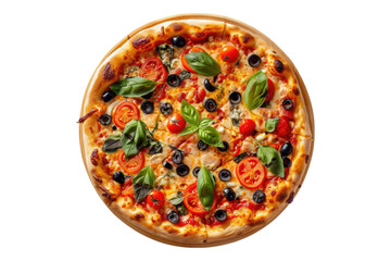 Vegetarian pizza isolated on transparent background