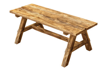 Wooden oak table with legs isolated on transparent background