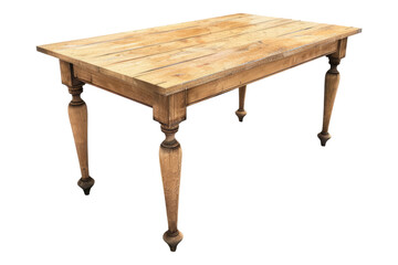 Wooden oak table with legs isolated on transparent background