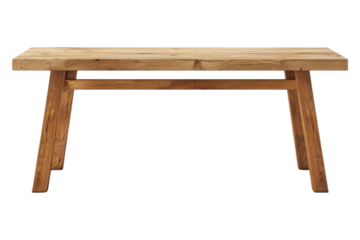 Wooden oak table with legs isolated on transparent background