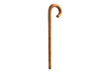 wooden walking stick isolated on transparent background